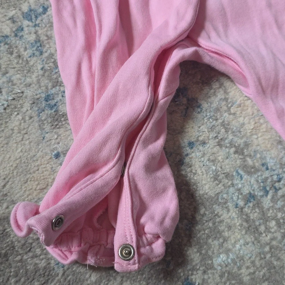 Ralph Lauren 6 Months Pink Tie Waist Ruffle Sleeve Romper Floral Preppy Collared